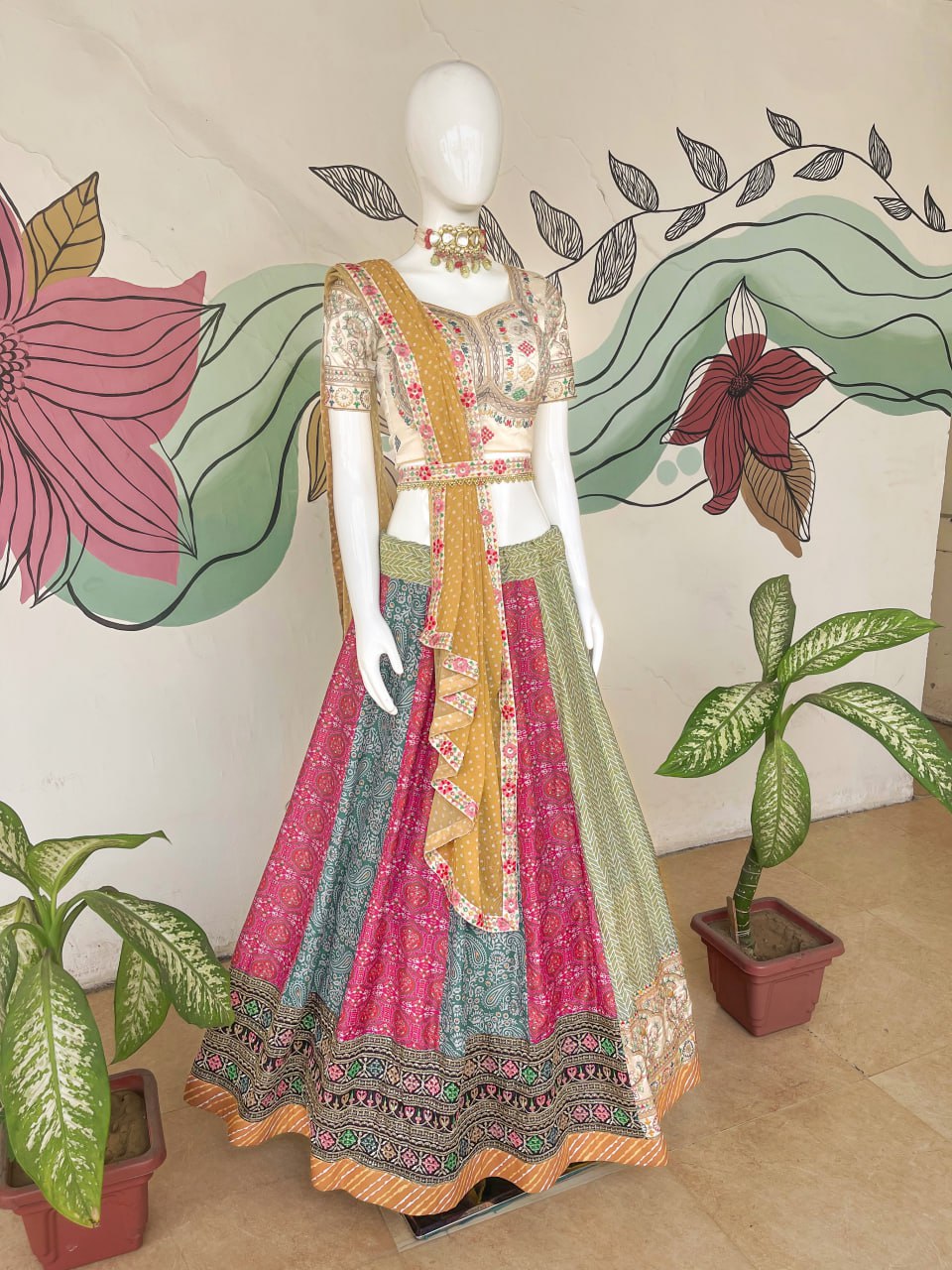 Rajwadi  Designer Muslin Cotton Lehenga Choli Fully Stitched