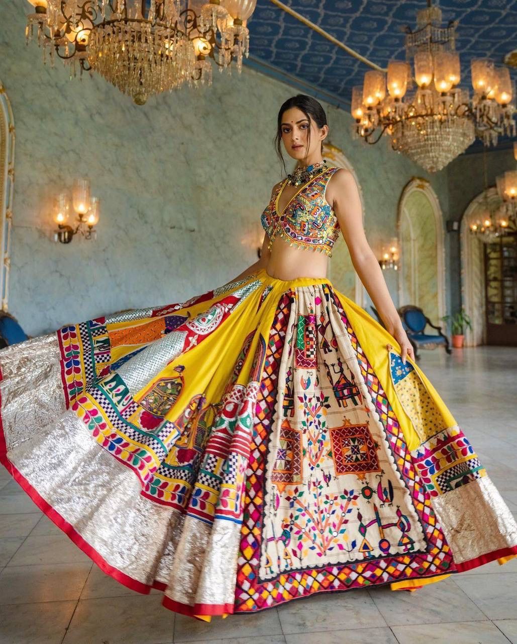 Yellow Colour Fancy Digital Printed Work Lahenga Choli With Dupatta