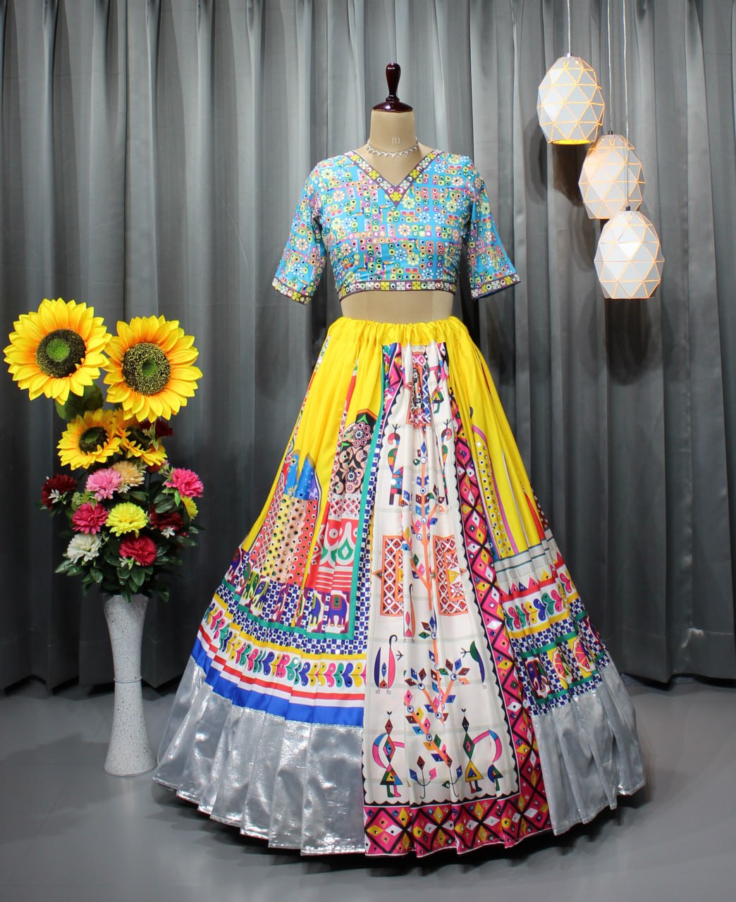 Yellow Colour Fancy Digital Printed Work Lahenga Choli With Dupatta