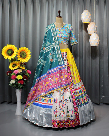 Yellow Colour Fancy Digital Printed Work Lahenga Choli With Dupatta