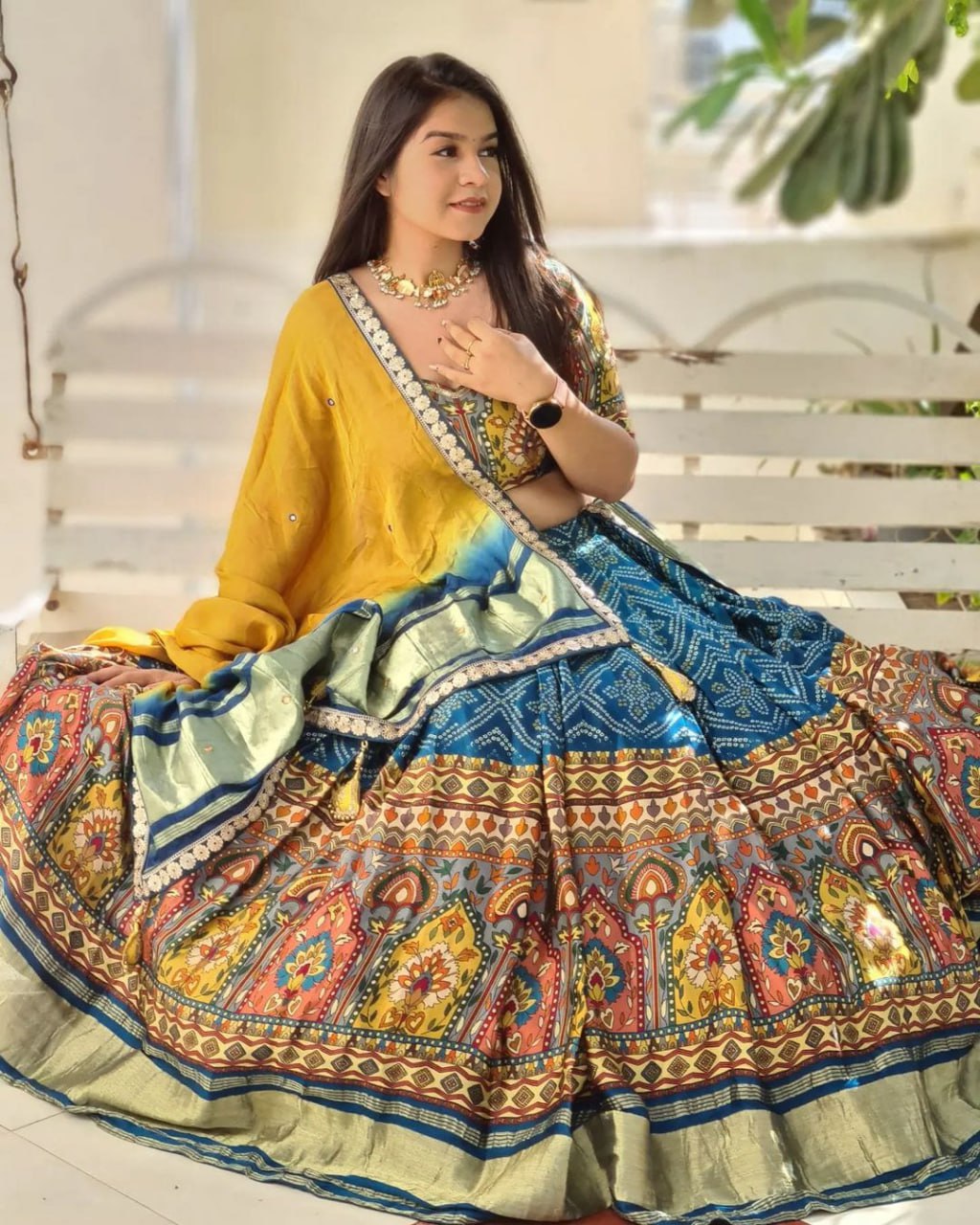 Blue Colour Fancy Digital Printed Work Lahenga Choli With Dupatta