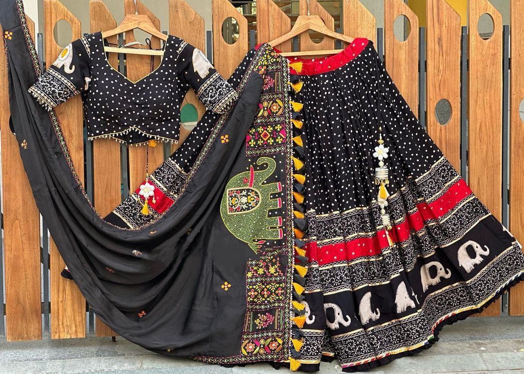 Black Colour Fancy Digital Printed Work Lahenga Choli With Dupatta