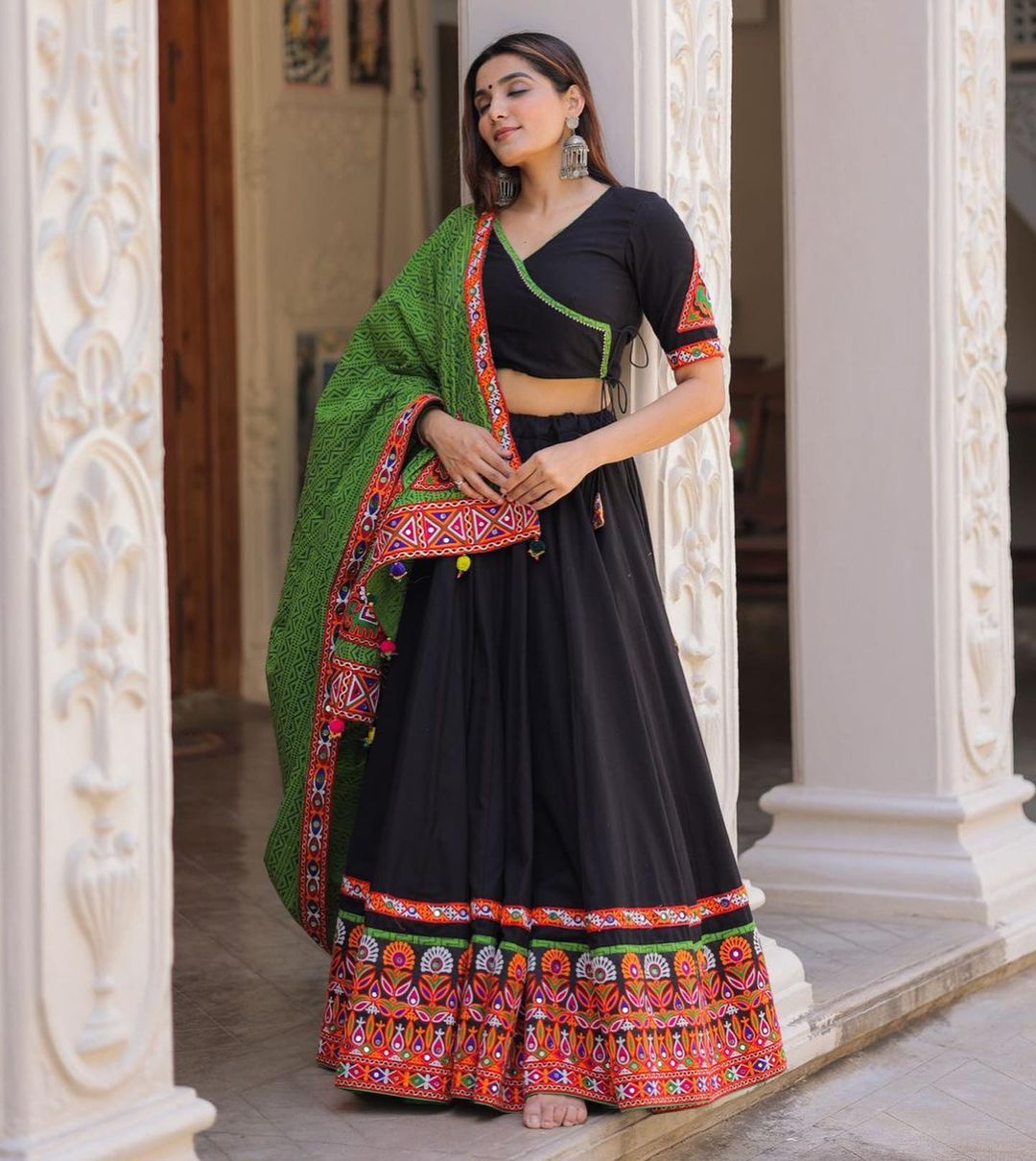 Black Colour Digital Printed Work Lahenga Choli With Dupatta