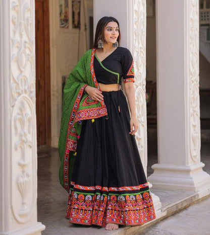 Black Colour Digital Printed Work Lahenga Choli With Dupatta