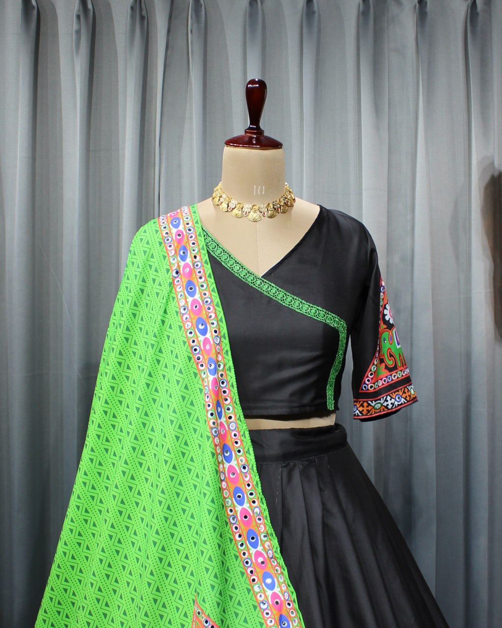 Black Colour Digital Printed Work Lahenga Choli With Dupatta