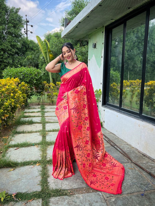 Pink Paithani Big Border Woven Saree
