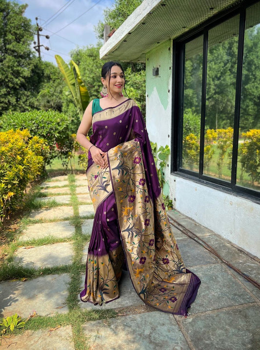 Purple Paithani Big Border Woven Saree