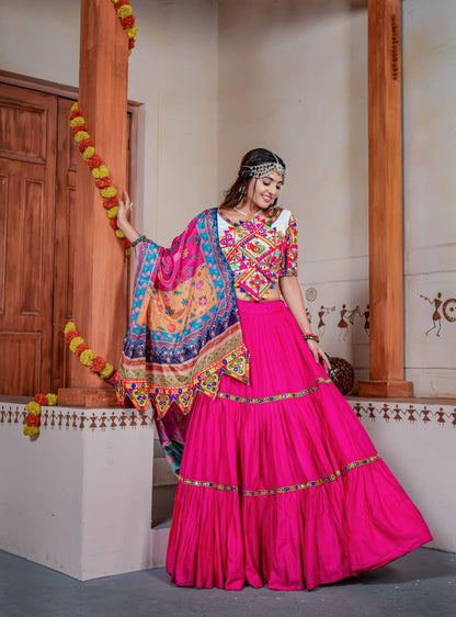 New Pink Colour Three Tal Traditional Lahenga Choli