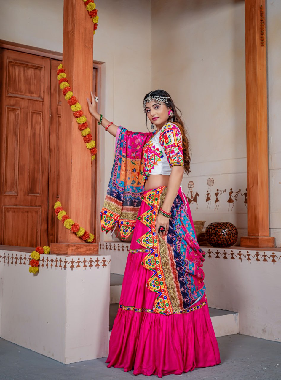 New Pink Colour Three Tal Traditional Lahenga Choli