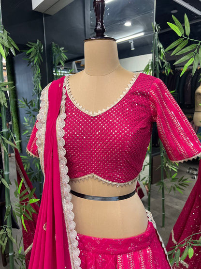 Pink Color Premium Quality Chamkila Full Stitched Lahenga