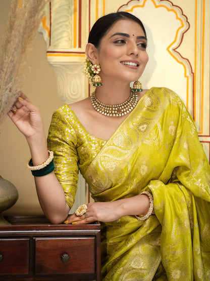 Yellow Color Pure Banarasi Golden Zari Weaving and Soft Silk Saree