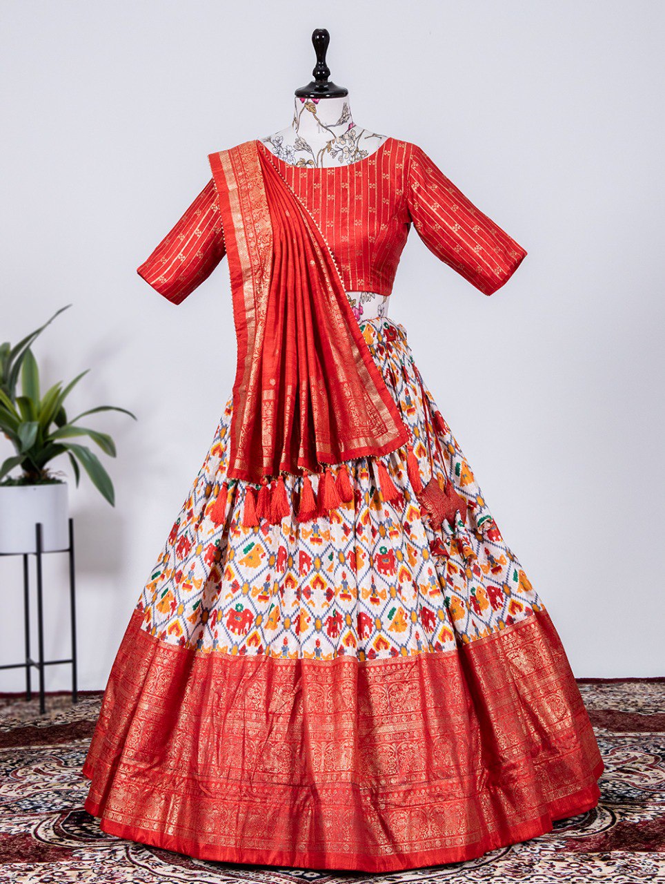 Red Color Dola Silk Patola Print with Foil Work Patta Lehenga Choli