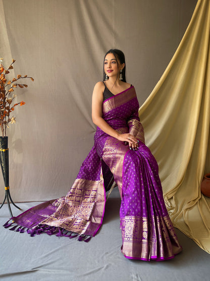 Purple Banarasi Silk Zari Woven Saree