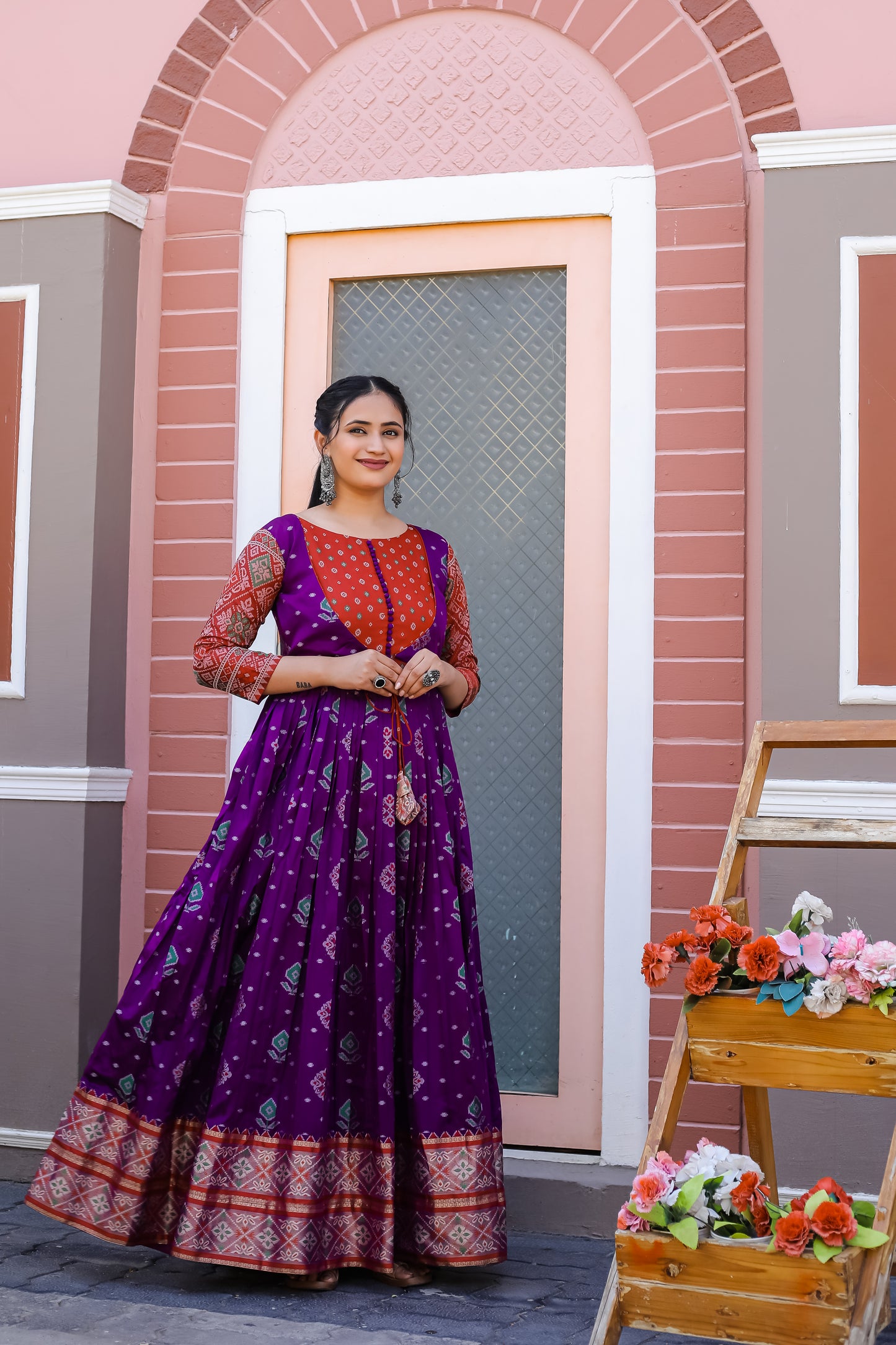 Purple Soft Silk Copper Gold Zari Weaving Glorious Traditional Gown