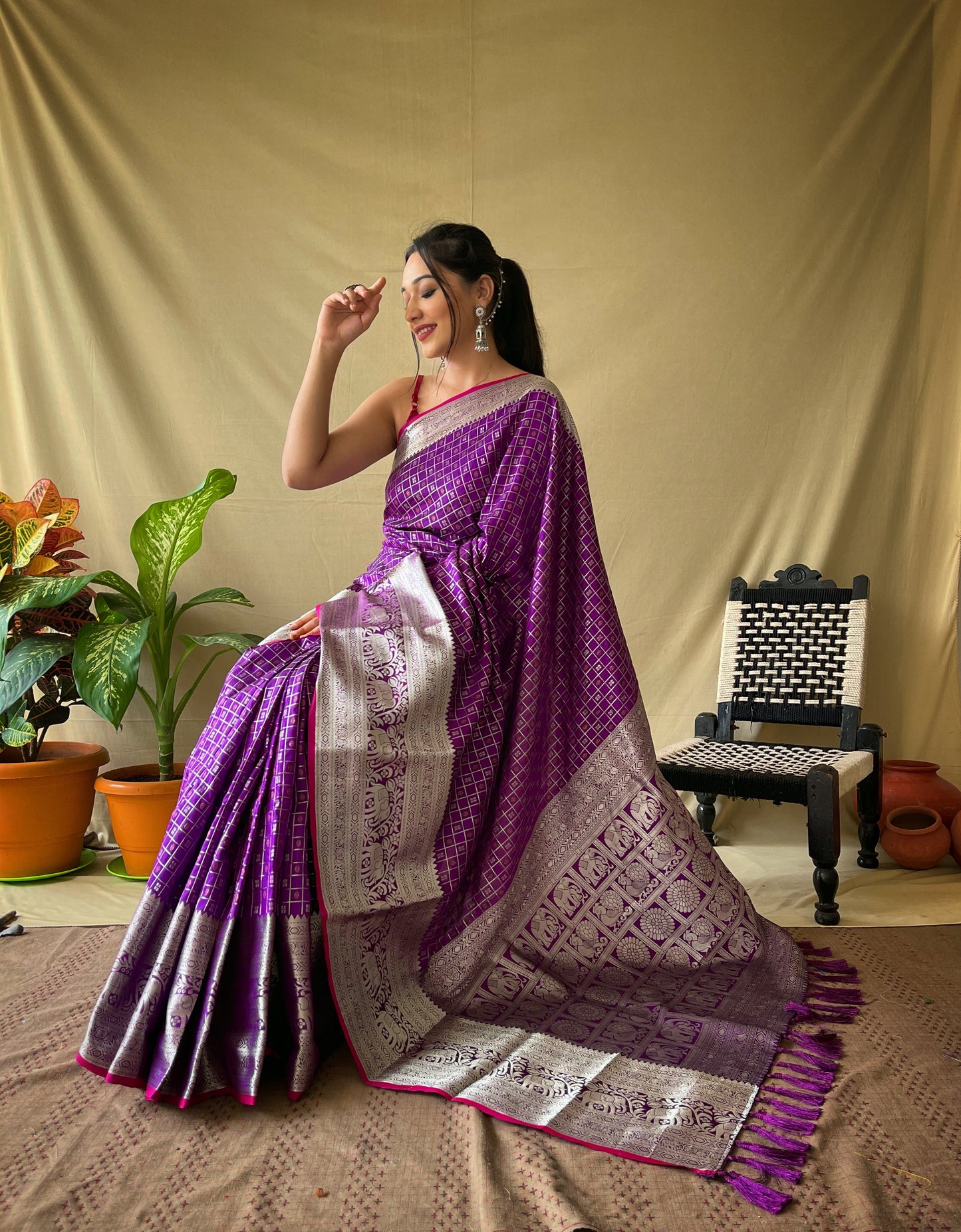 Purple Color Kanjivaram Silk Saree