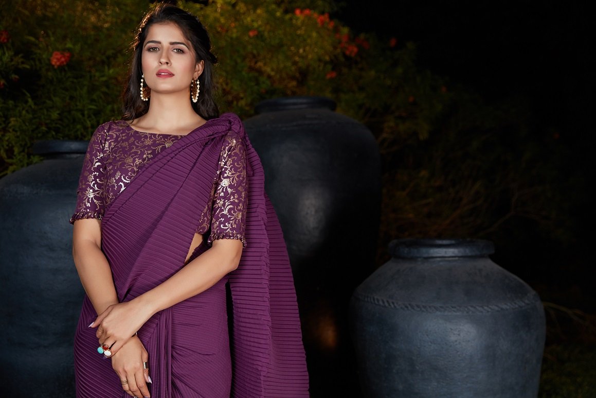 Purple Color Exclusive Party Wear Saree Collection