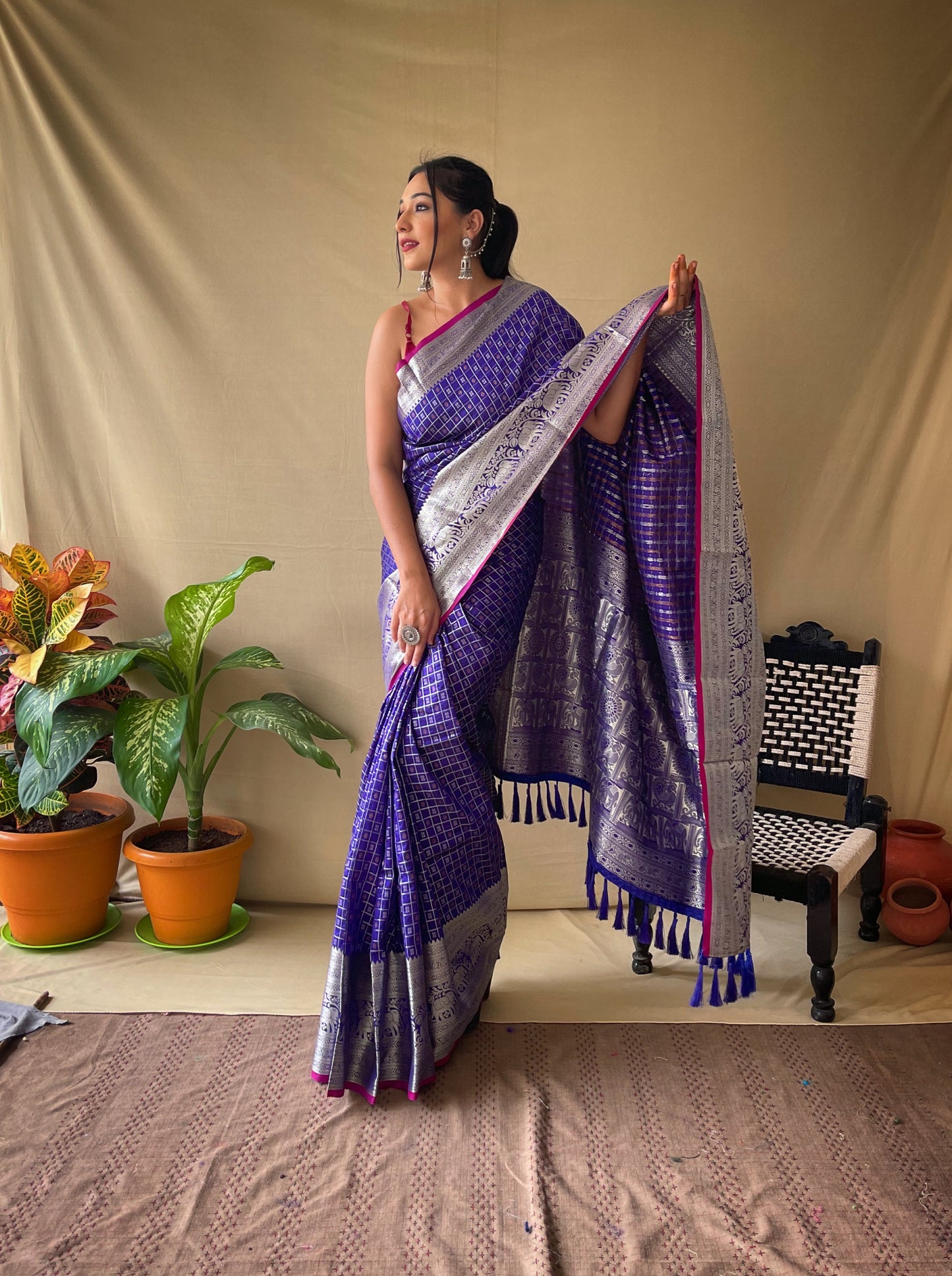 Violet Color Kanjivaram Silk Saree