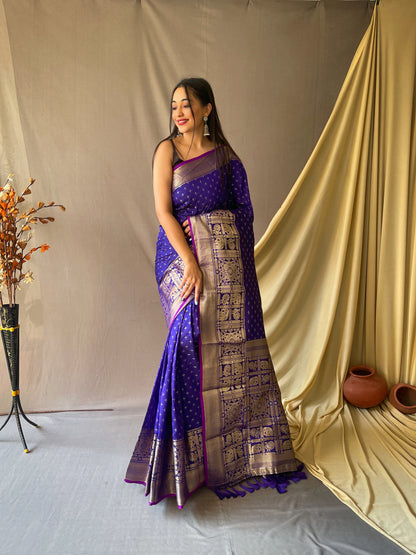 Voilet Banarasi Silk Zari Woven Saree