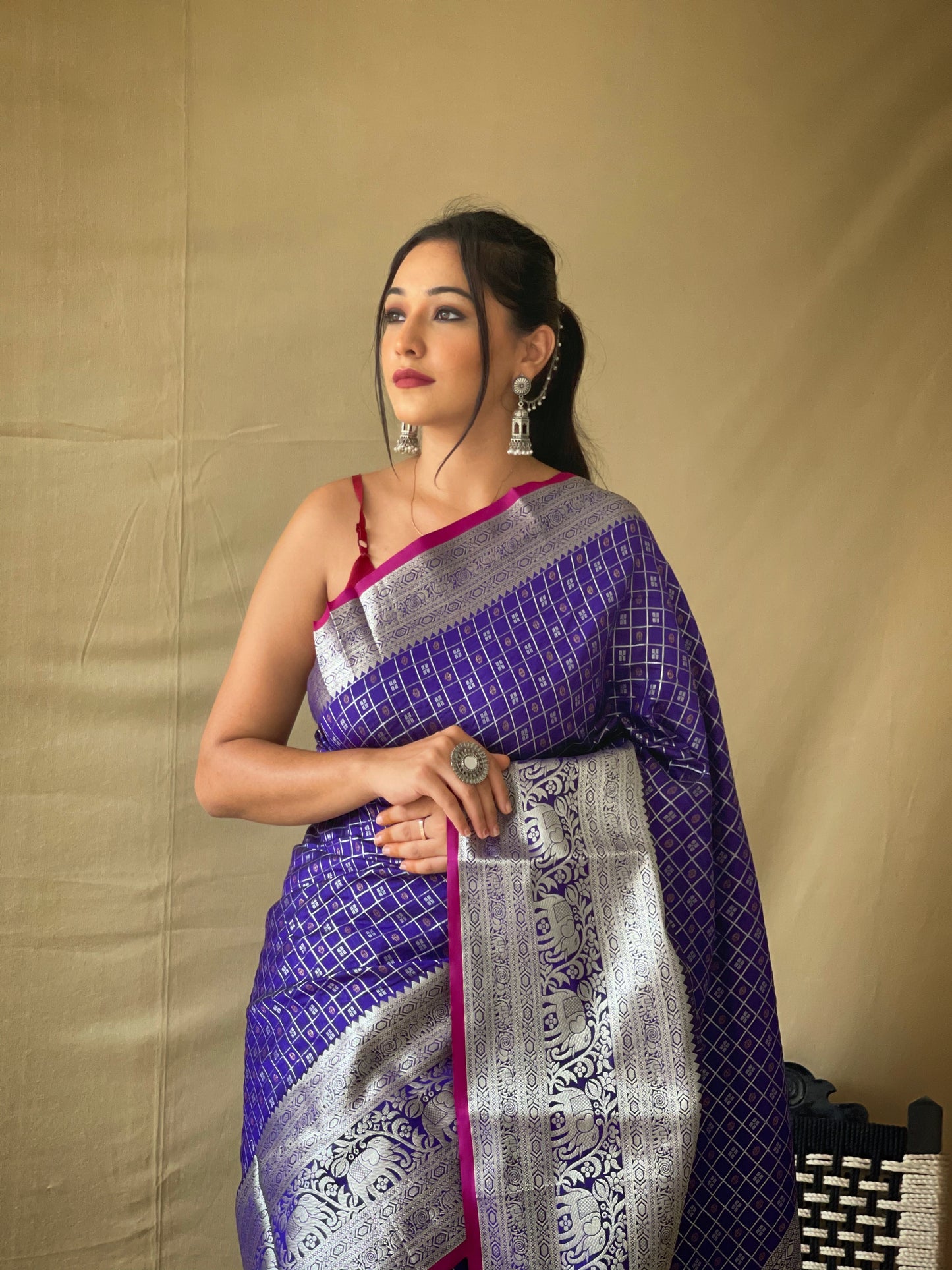 Violet Color Kanjivaram Silk Saree