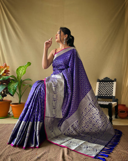 Violet Color Kanjivaram Silk Saree