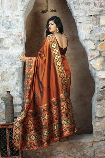 Orange Patola Silk Saree Collection