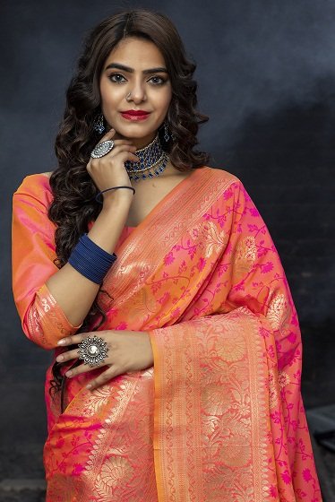 Pink Banarasi Silk Weaving Silk Saree Collection