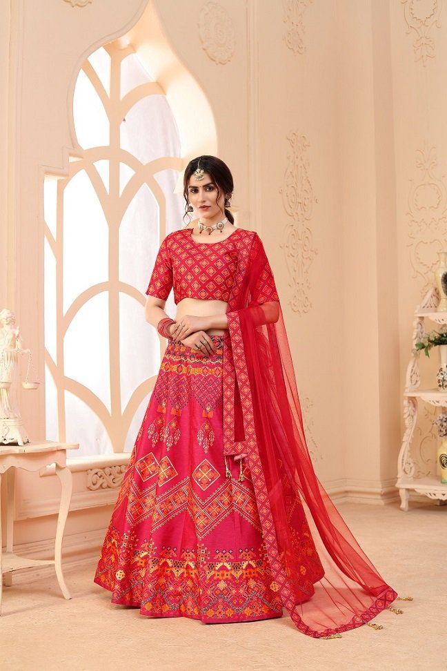 Pink Digital Printed Lehenga Choli With Dupatta Collection