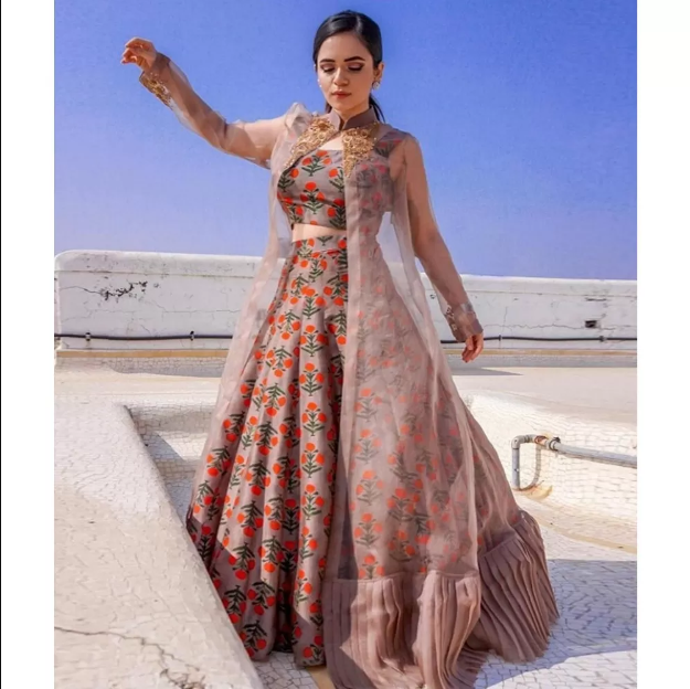 Miraculous Cotton And Net Peach Party Ware Lehenga Choli